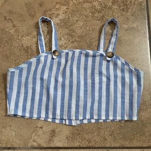 shein blue and white striped top size 11-12